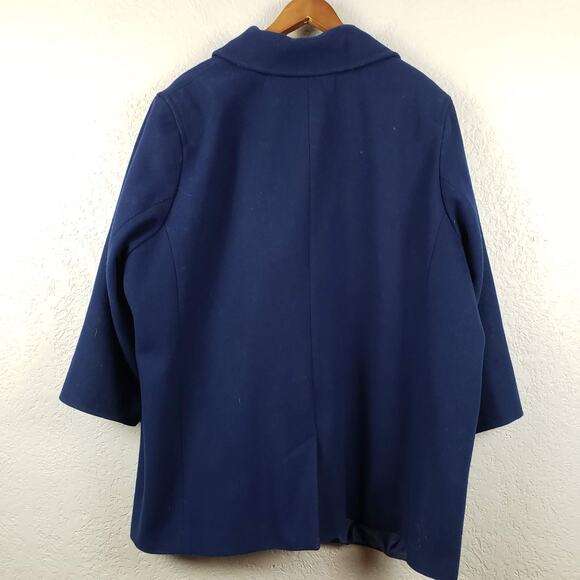 Land's End Wool Pea Coat Heavy Knit Navy Blue Dual Button Front Winter - 24W - Picture 3 of 8